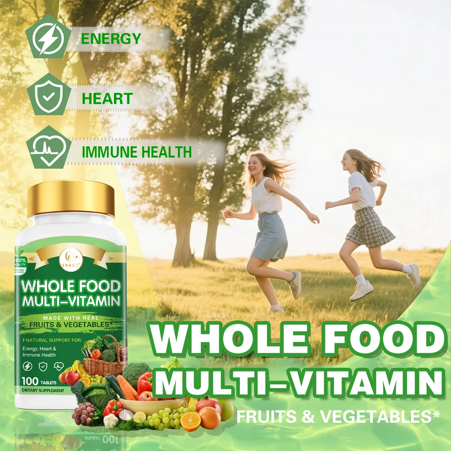 Whole Food Multivitamin Tablets with Calcium Absorption Support for Balanced Nutrition and Overall Health - Daily Wellness Supplement thumbnail 2