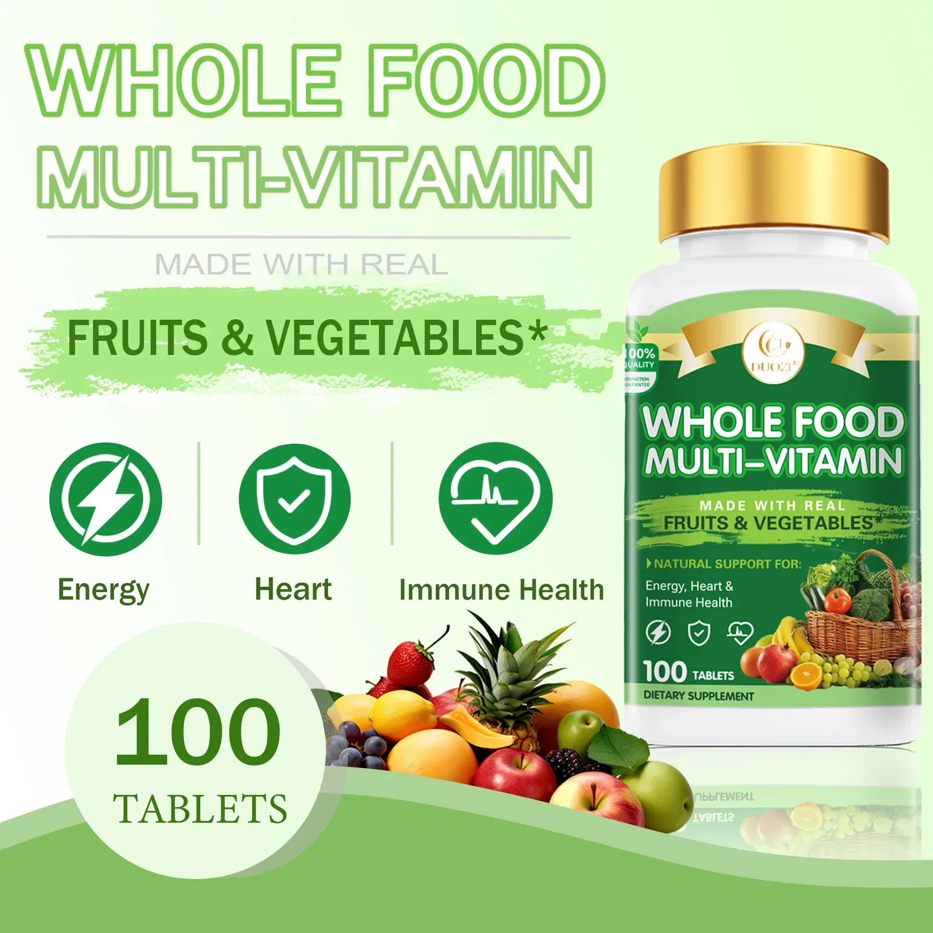 Whole Food Multivitamin Tablets with Calcium Absorption Support for Balanced Nutrition and Overall Health - Daily Wellness Supplement thumbnail 1
