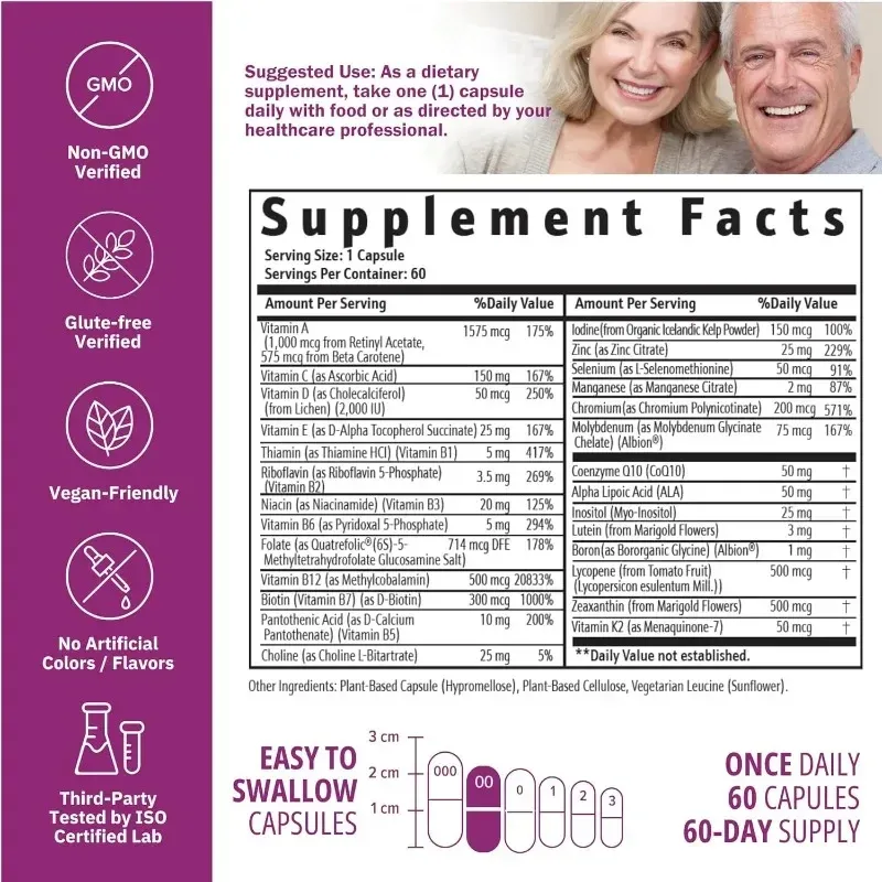 Methylated Multivitamins with Methyl B12 & Methylfolate - 60 Tablets for MTHFR Support, Enhanced Absorption Daily Supplement thumbnail 2