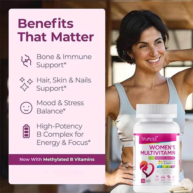 Women's Multivitamin Supplement with Biotin, Calcium, Folic Acid, Iron & Zinc - 120 Tablets for Daily Energy Metabolism Support showcase 3
