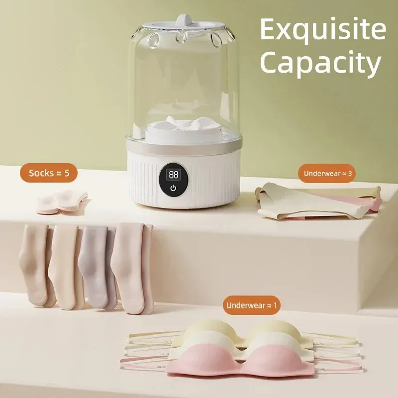Portable Wireless Mini Washing Machine for Underwear & Socks, 1L Capacity, Dehydratable Laundry Bucket for Small Items thumbnail 4