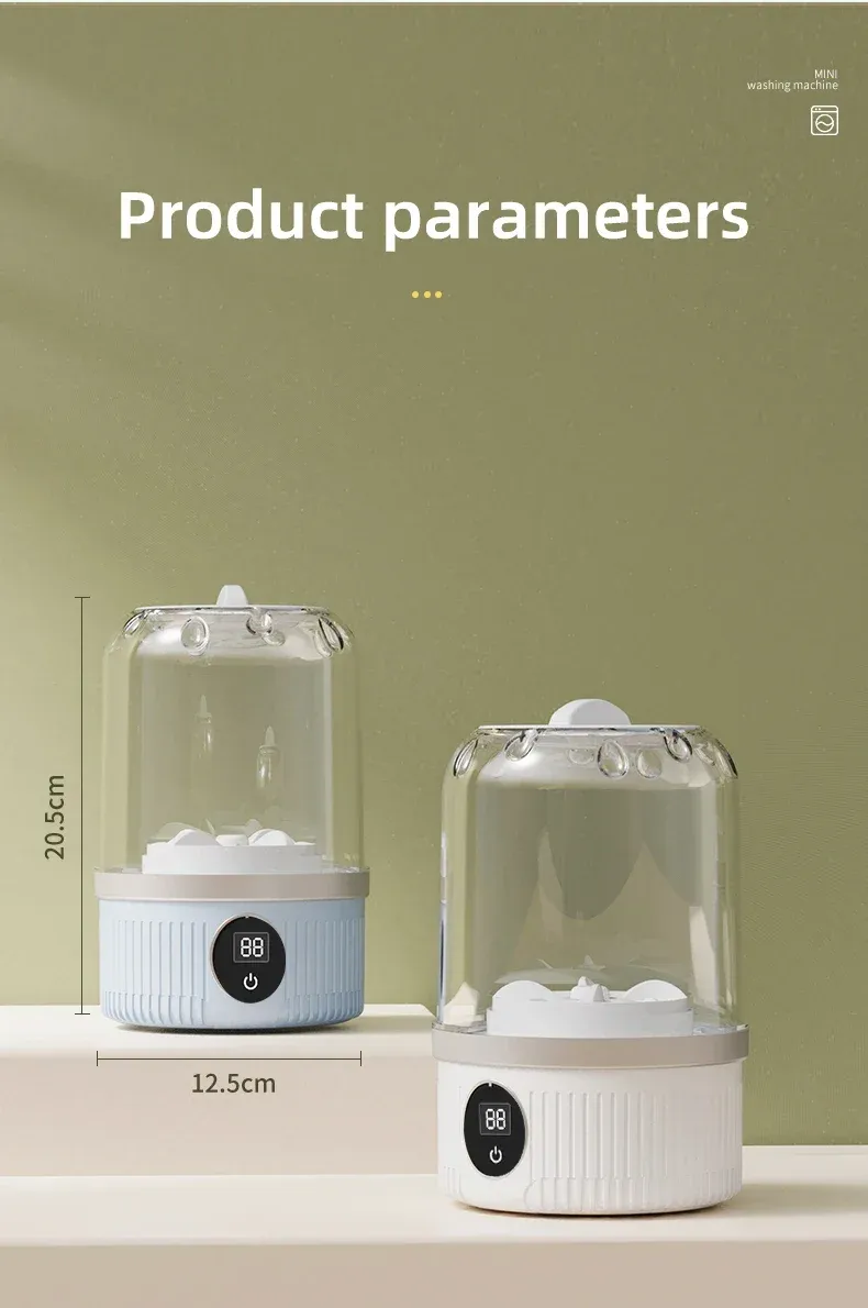 Portable Wireless Mini Washing Machine for Underwear & Socks, 1L Capacity, Dehydratable Laundry Bucket for Small Items showcase 21