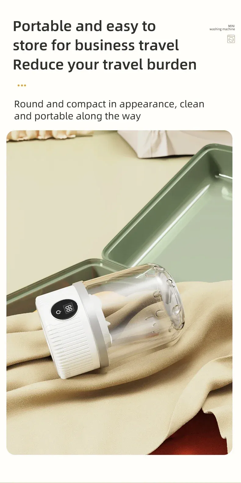 Portable Wireless Mini Washing Machine for Underwear & Socks, 1L Capacity, Dehydratable Laundry Bucket for Small Items showcase 14