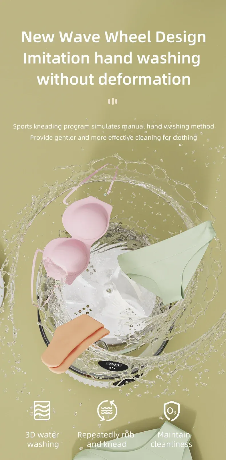 Portable Wireless Mini Washing Machine for Underwear & Socks, 1L Capacity, Dehydratable Laundry Bucket for Small Items showcase 6