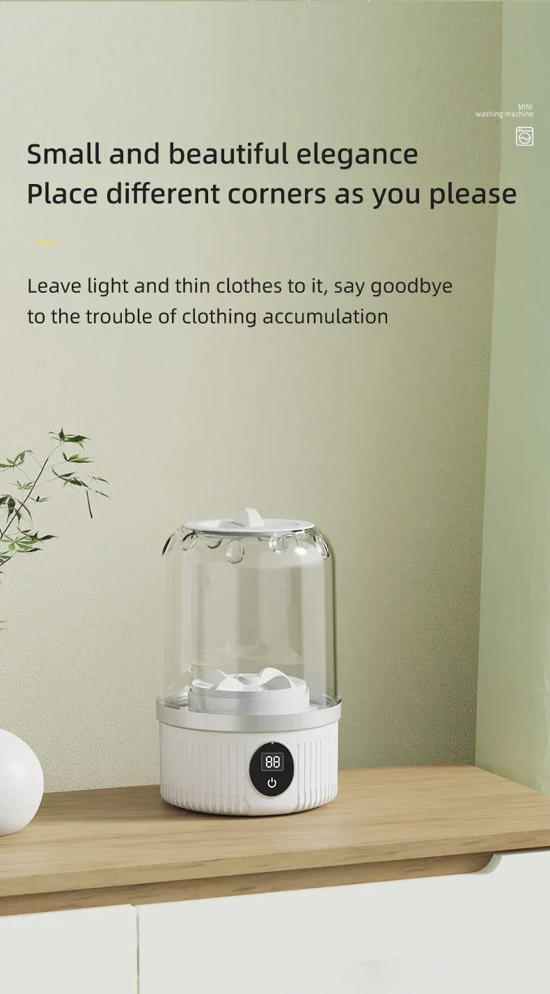 Portable Wireless Mini Washing Machine for Underwear & Socks, 1L Capacity, Dehydratable Laundry Bucket for Small Items showcase 16