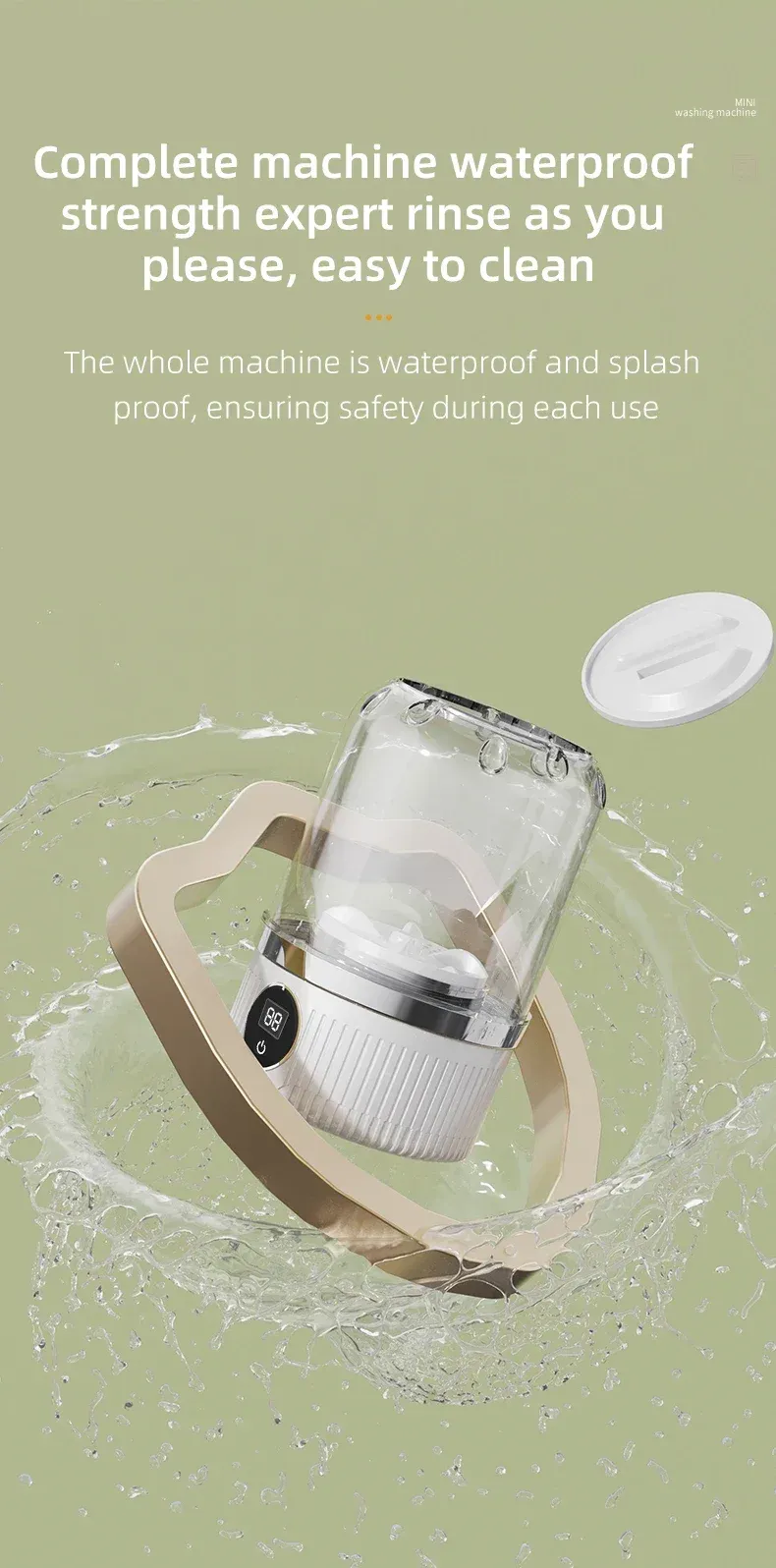 Portable Wireless Mini Washing Machine for Underwear & Socks, 1L Capacity, Dehydratable Laundry Bucket for Small Items showcase 15