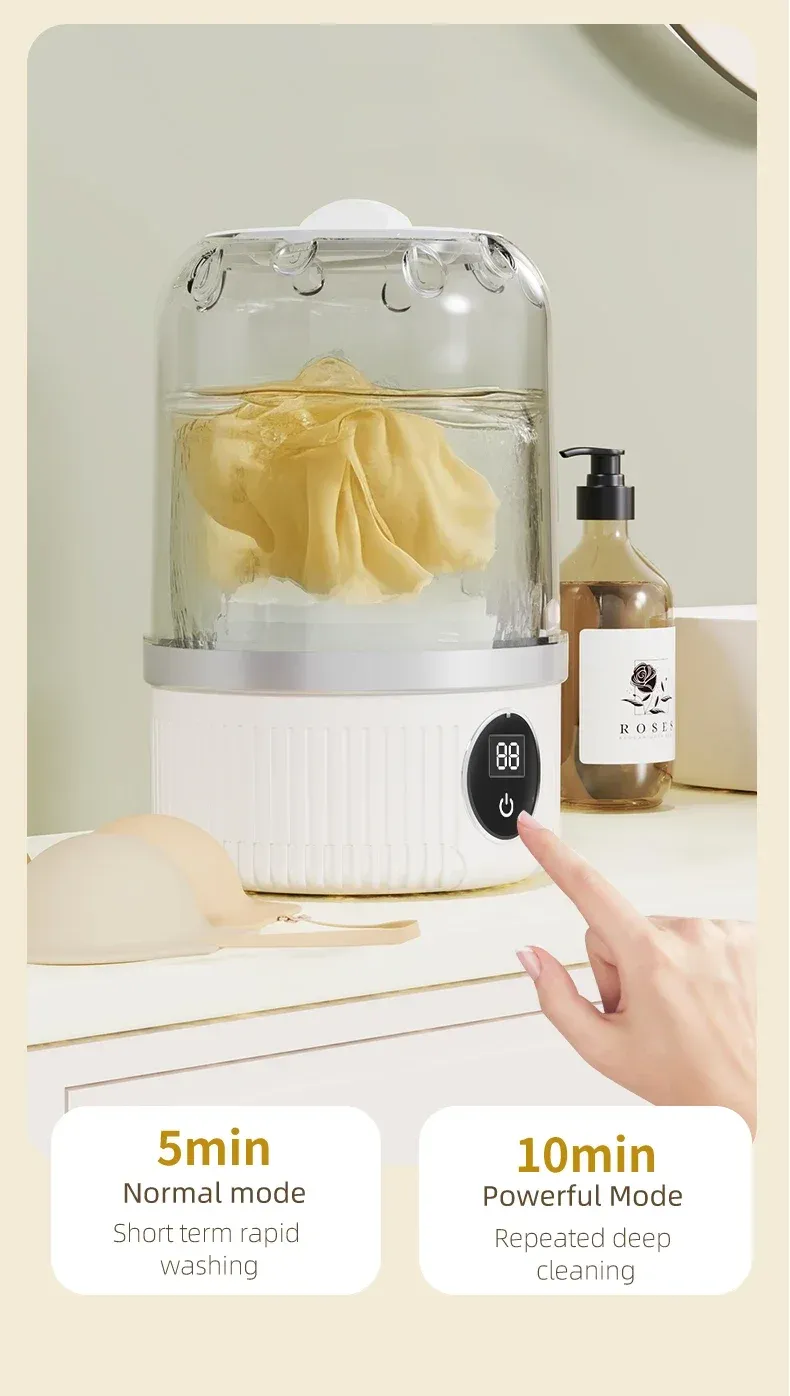 Portable Wireless Mini Washing Machine for Underwear & Socks, 1L Capacity, Dehydratable Laundry Bucket for Small Items showcase 9