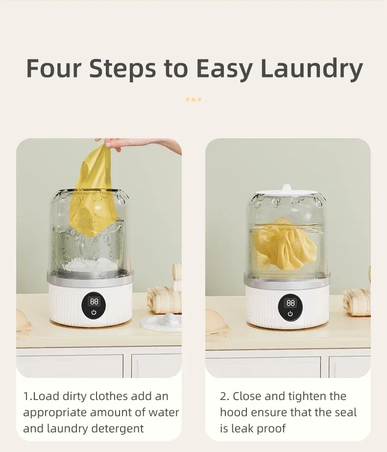 Portable Wireless Mini Washing Machine for Underwear & Socks, 1L Capacity, Dehydratable Laundry Bucket for Small Items showcase 10