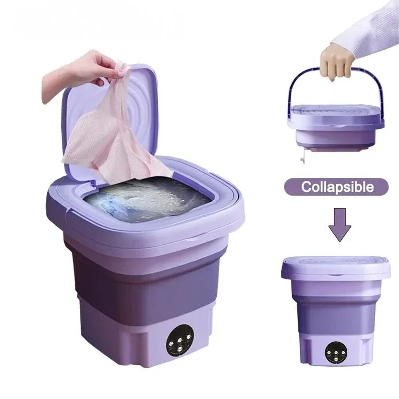 Portable Mini Foldable Washing Machine with Spin Dryer - Compact Household Washer for Socks, Underwear, and Small Garments showcase 3