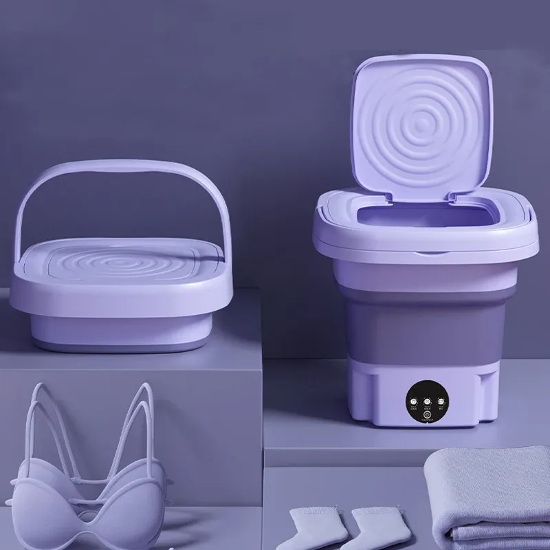 Portable Mini Foldable Washing Machine with Spin Dryer - Compact Household Washer for Socks, Underwear, and Small Garments thumbnail 3