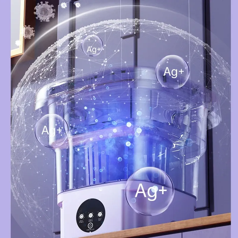 Portable Mini Foldable Washing Machine with Spin Dryer - Compact Household Washer for Socks, Underwear, and Small Garments thumbnail 4