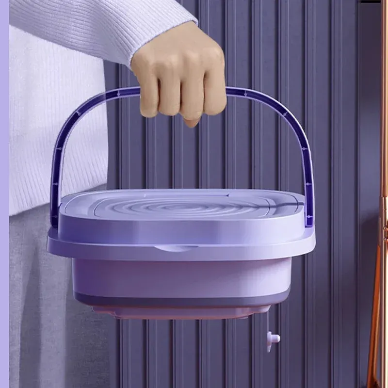 Portable Mini Foldable Washing Machine with Spin Dryer - Compact Household Washer for Socks, Underwear, and Small Garments thumbnail 5