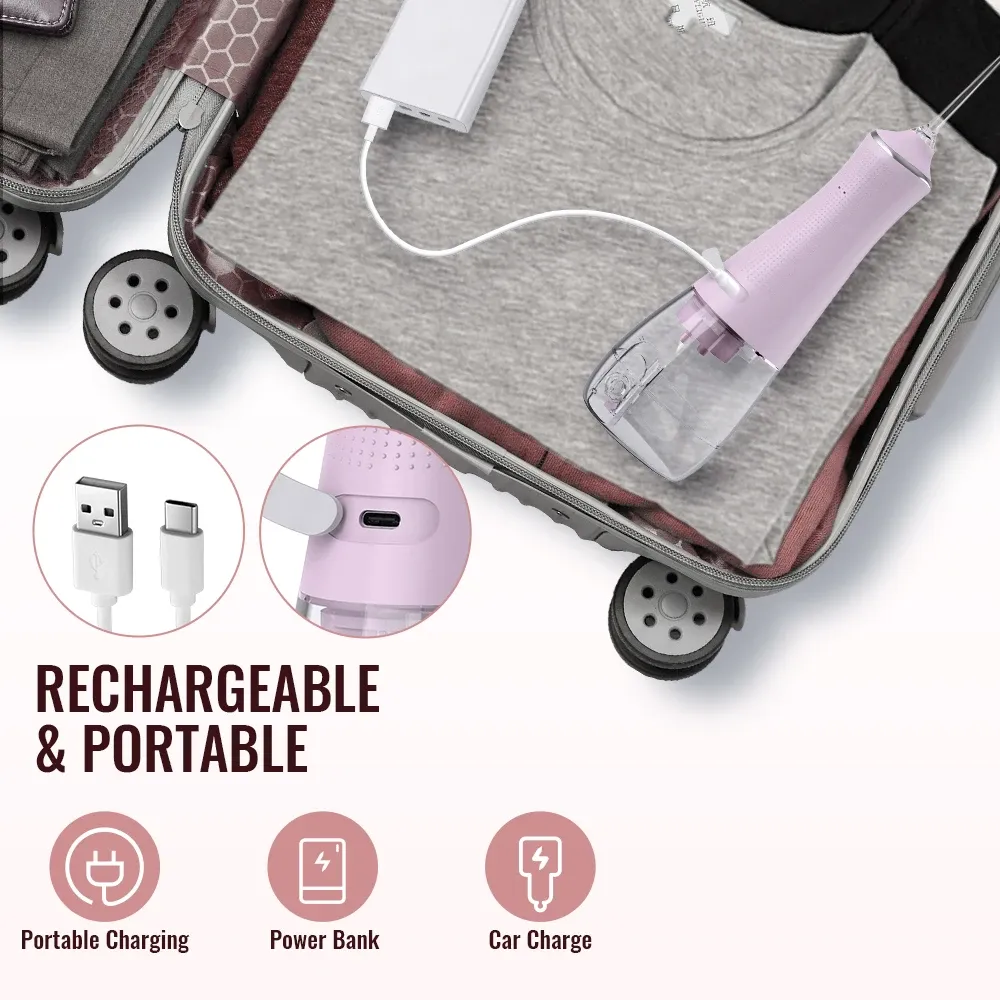 Rechargeable Oral Irrigator Water Flosser for Teeth Cleaning, Portable Dental Pick with 5 Nozzles, 3 Modes, 300ml Tank, USB Charging for Home & Travel showcase 5