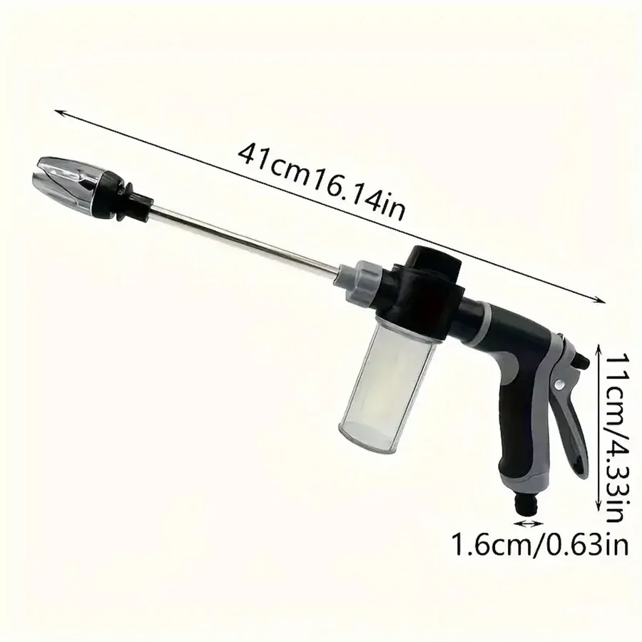 Portable High-Pressure Water Gun for Car Wash & Garden Watering - Adjustable Metal Nozzle Sprinkler with Foam Function thumbnail 2