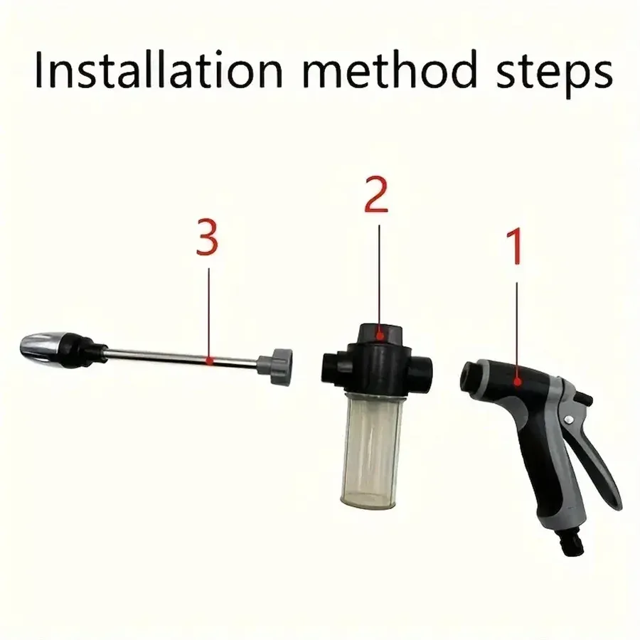Portable High-Pressure Water Gun for Car Wash & Garden Watering - Adjustable Metal Nozzle Sprinkler with Foam Function thumbnail 3