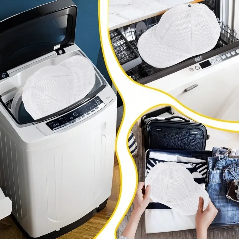 Portable Hat Washing Protection Bag for Baseball Caps - Anti-Deformation Laundry Mesh Holder for Machine Washing and Storage thumbnail 4