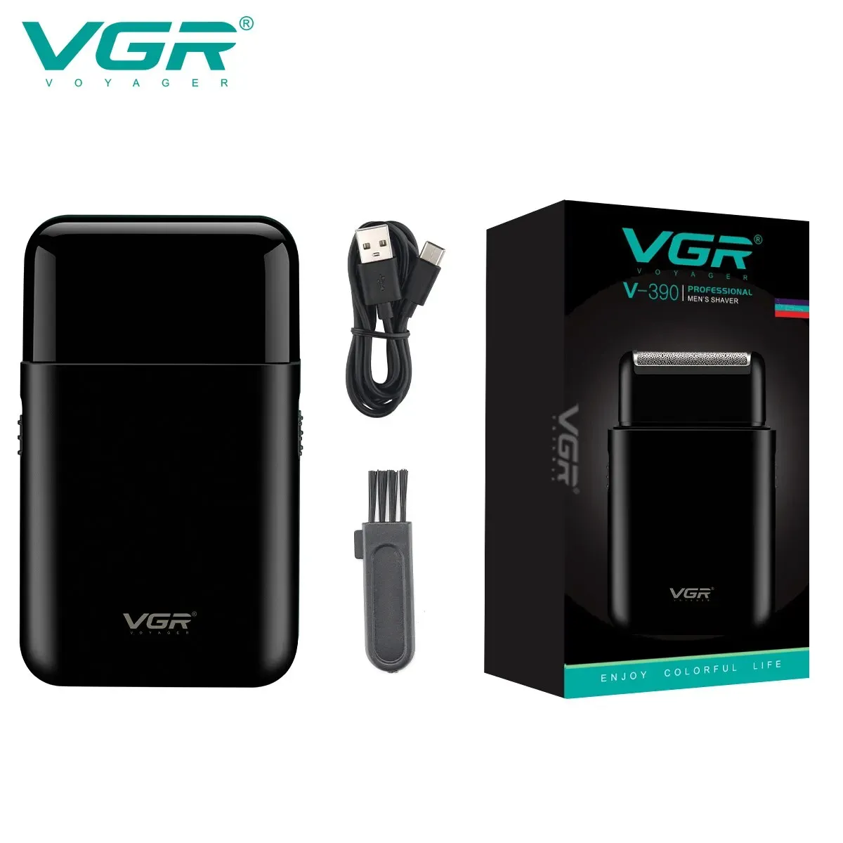 VGR Professional Electric Shaver for Men, Portable Mini USB Rechargeable Beard Trimmer with Dual Blades and Pop-up Trimmer, Stainless Steel, 45 Min Runtime