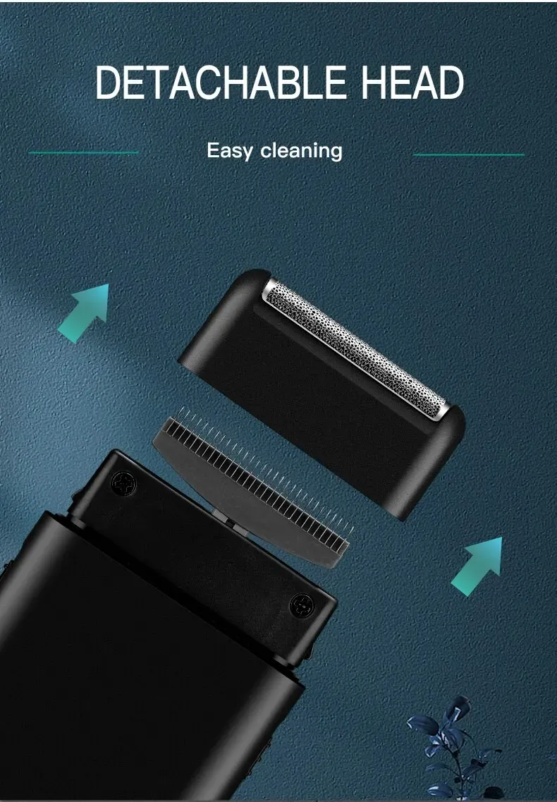 VGR Professional Electric Shaver for Men, Portable Mini USB Rechargeable Beard Trimmer with Dual Blades and Pop-up Trimmer, Stainless Steel, 45 Min Runtime showcase 6