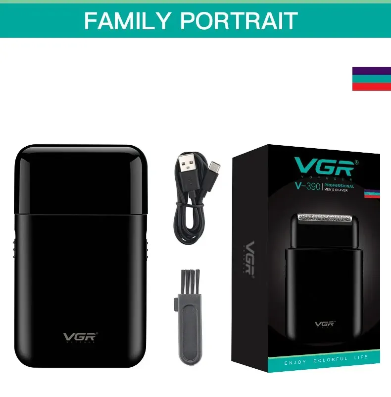 VGR Professional Electric Shaver for Men, Portable Mini USB Rechargeable Beard Trimmer with Dual Blades and Pop-up Trimmer, Stainless Steel, 45 Min Runtime showcase 8