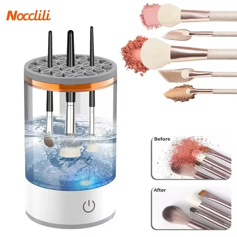 Portable USB Makeup Brush Cleaner Machine UV Light Sterilization Portable Makeup Brush Rotary Cleaner Automatic Washing Tool