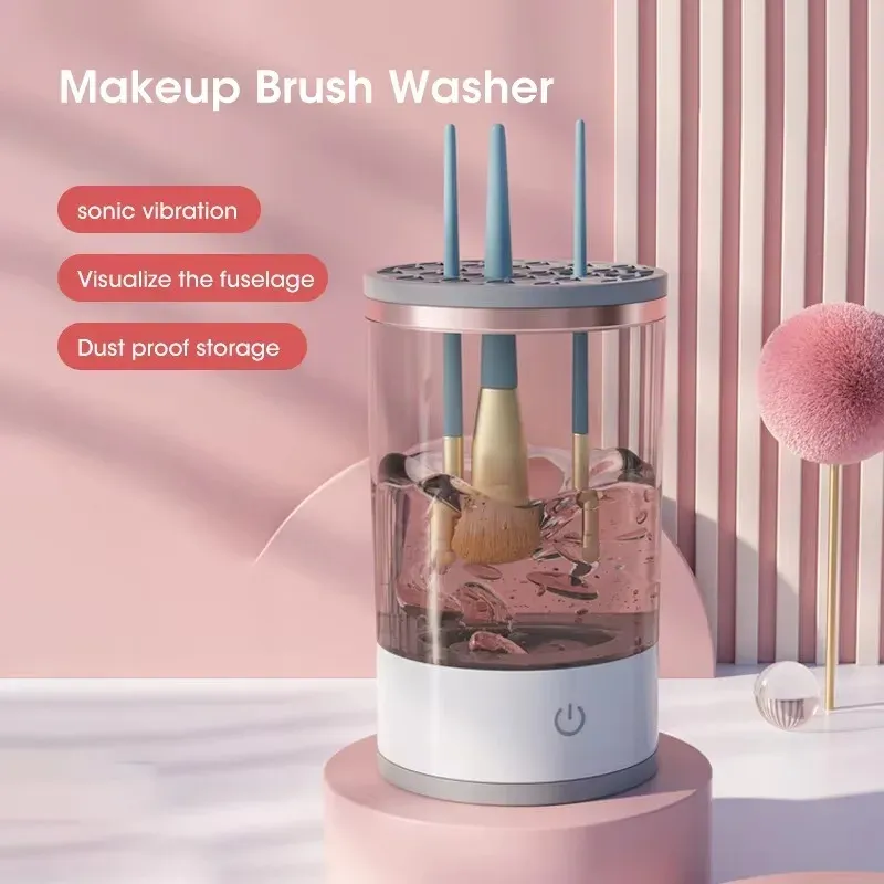 Portable USB Makeup Brush Cleaner Machine UV Light Sterilization Portable Makeup Brush Rotary Cleaner Automatic Washing Tool thumbnail 4