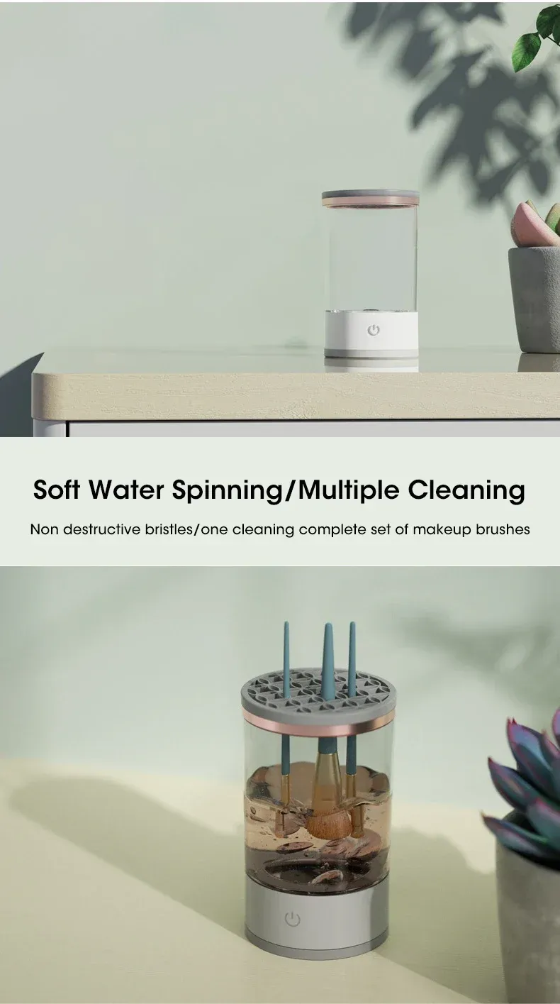 Portable USB Makeup Brush Cleaner Machine UV Light Sterilization Portable Makeup Brush Rotary Cleaner Automatic Washing Tool showcase 3
