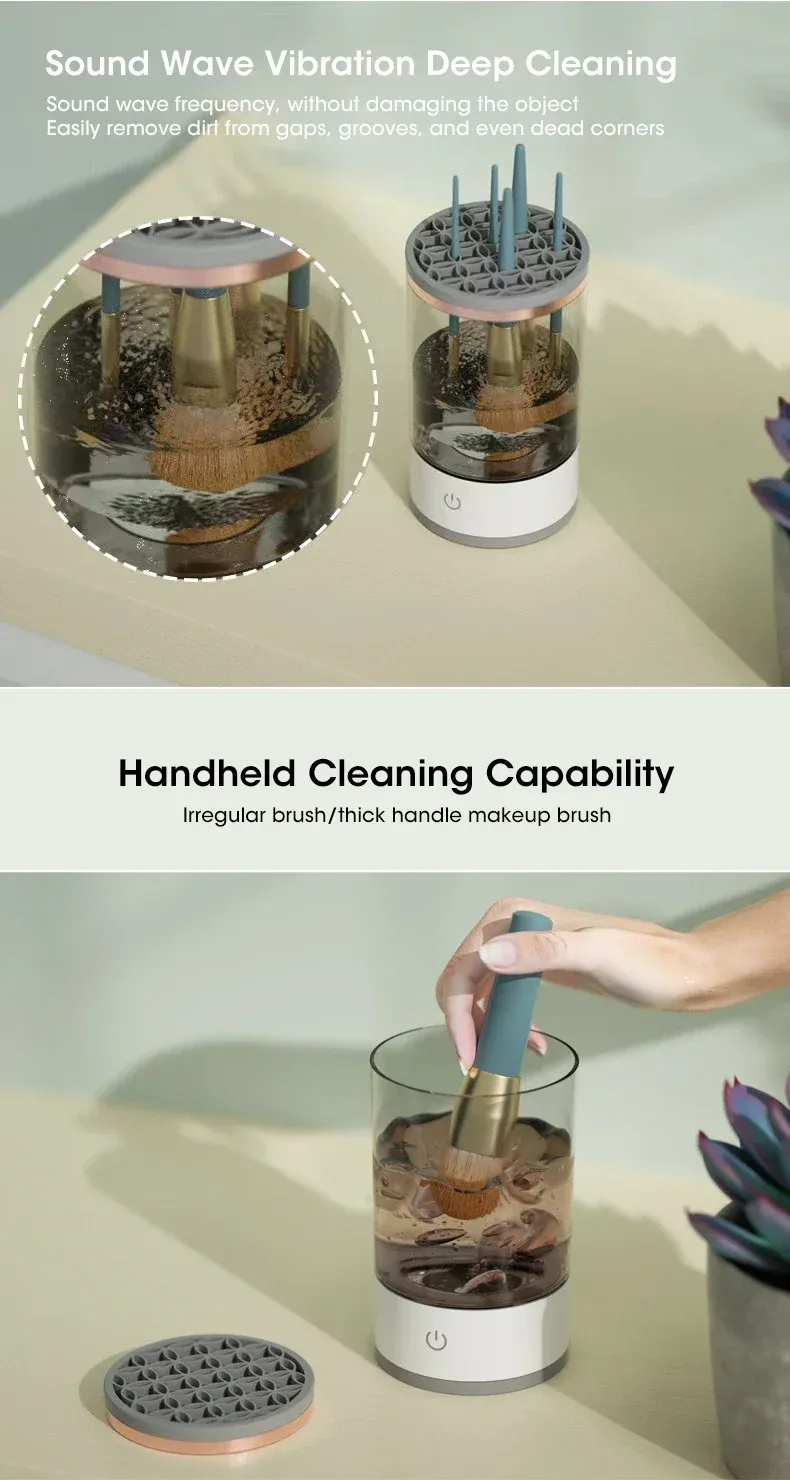 Portable USB Makeup Brush Cleaner Machine UV Light Sterilization Portable Makeup Brush Rotary Cleaner Automatic Washing Tool showcase 4