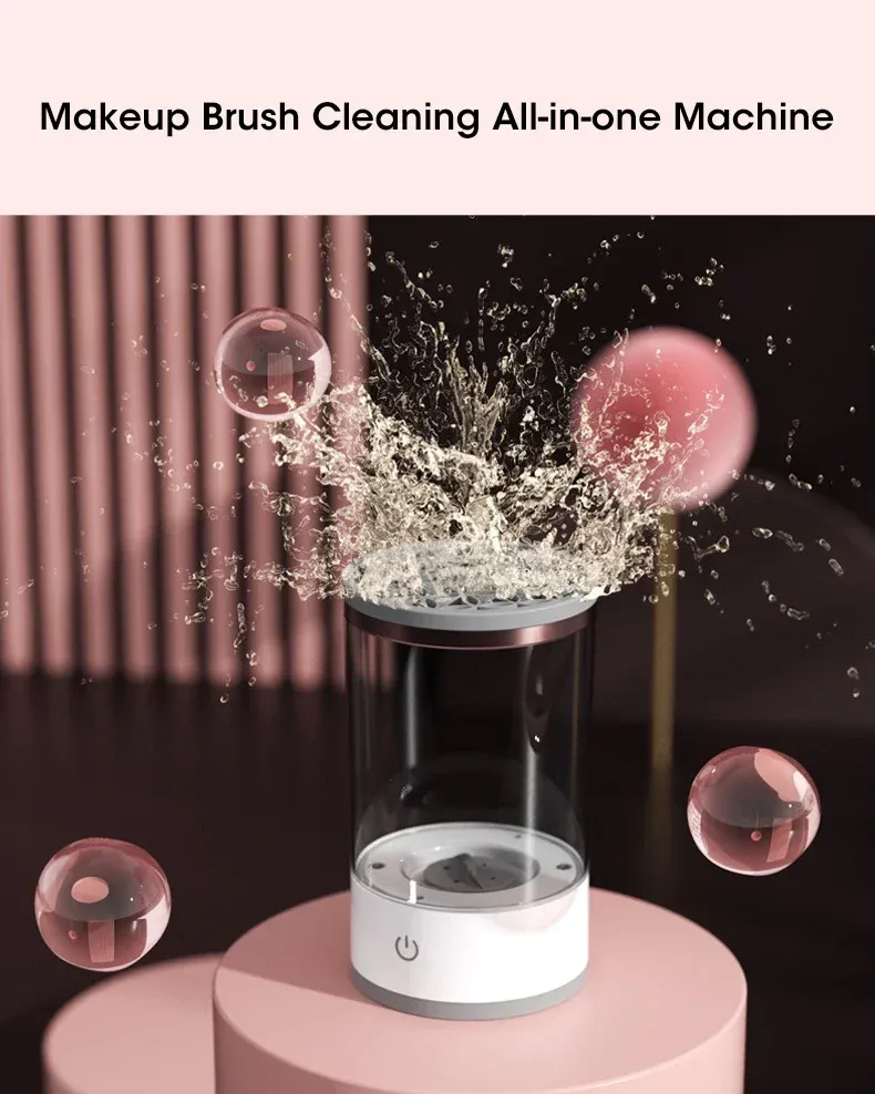 Portable USB Makeup Brush Cleaner Machine UV Light Sterilization Portable Makeup Brush Rotary Cleaner Automatic Washing Tool showcase 2