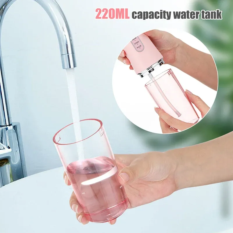 Portable Oral Irrigator Water Flosser for Teeth Cleaning - USB Rechargeable 220ml Tank, 3-Gear Settings for Interdental Care thumbnail 5