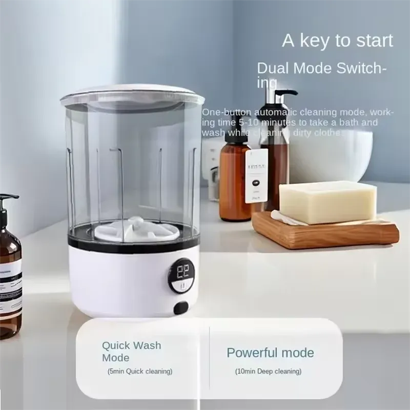Portable Underwear Washer - Smart Mini Travel Washing Machine with 99.9% Sterilization, 2L Capacity, 3-Level Cycle, Rechargeable for Travel & Home Use thumbnail 3