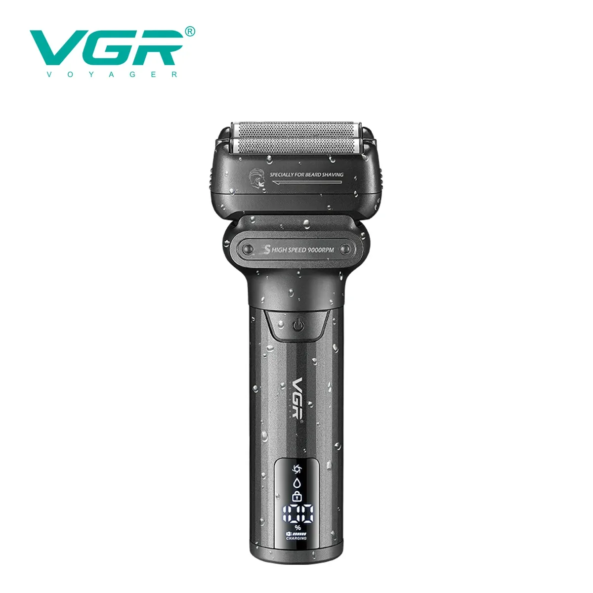 VGR Professional Beard Trimmer for Men, 9000 RPM Electric Shaver, Waterproof IPX6 Foil Razor with LED Display, 180-Min Runtime, USB Fast Charge, Ideal for Travel thumbnail 6