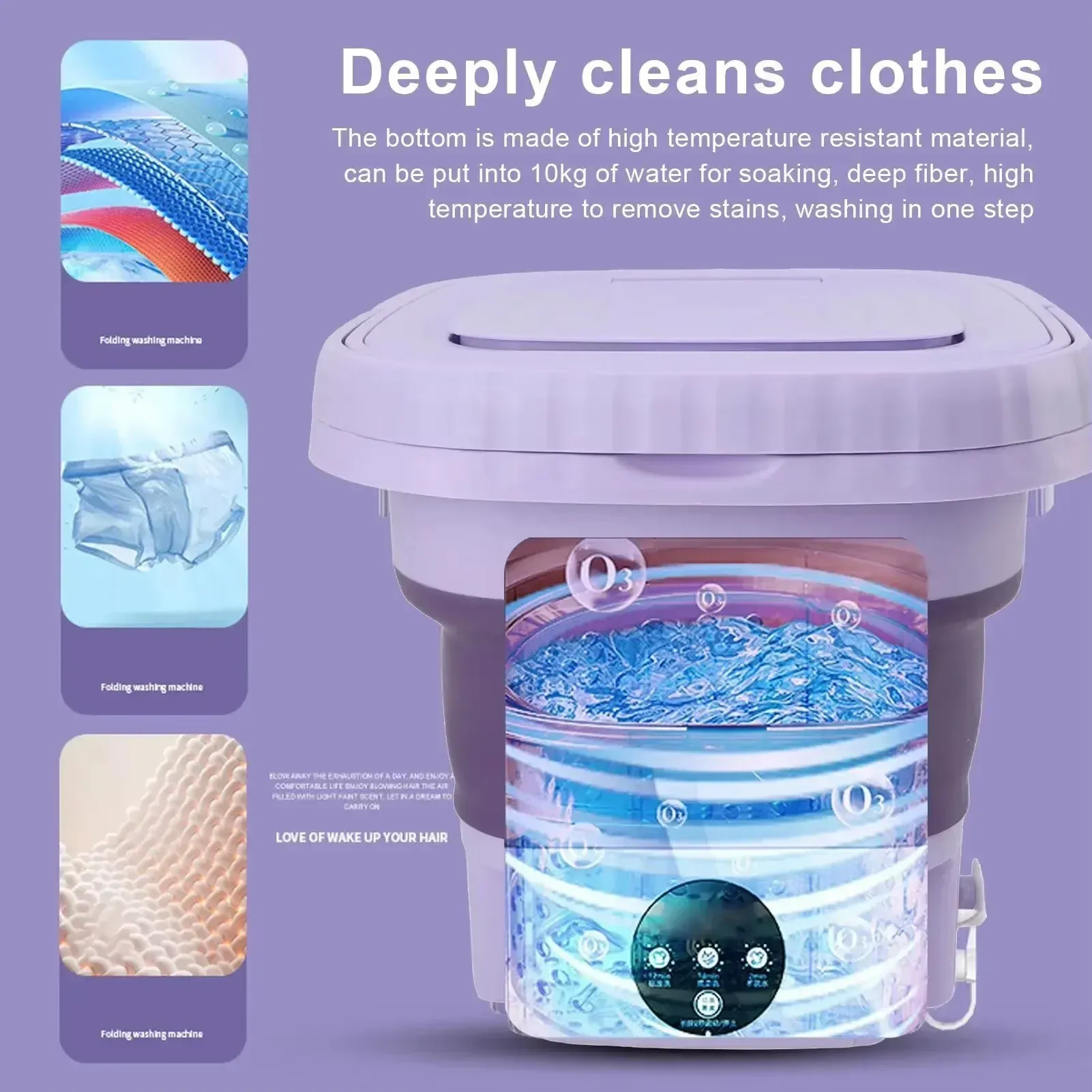 Portable 8L Foldable Mini Washing Machine with Spin Dryer - Compact, Lightweight, and Efficient for Underwear, Socks, Baby Clothes - Ideal for Travel, Dorms, and Small Spaces thumbnail 1
