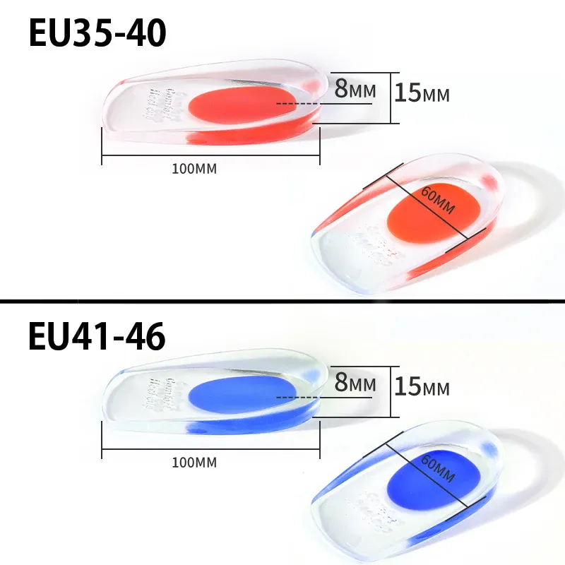 1 Pair Silicone Gel Heel Cups for Men & Women - Shock Absorbing Cushion Insoles for Foot Pain Relief, Plantar Fasciitis, and Spur Support - Fits Shoe Sizes EU35-46 thumbnail 4