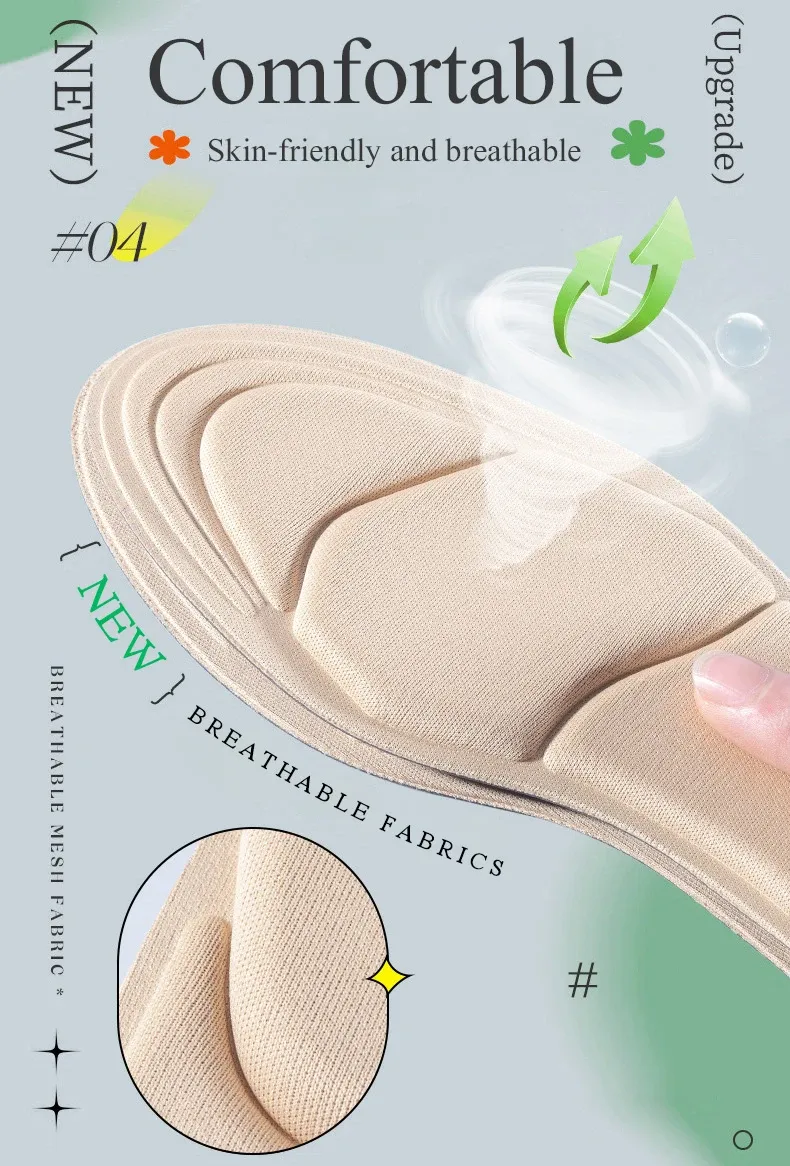 Women's Memory Foam Insoles for High Heels & Shoes - Cutable, Anti-Slip, Breathable Comfort with Heel Protection and Massage - One Pair showcase 5