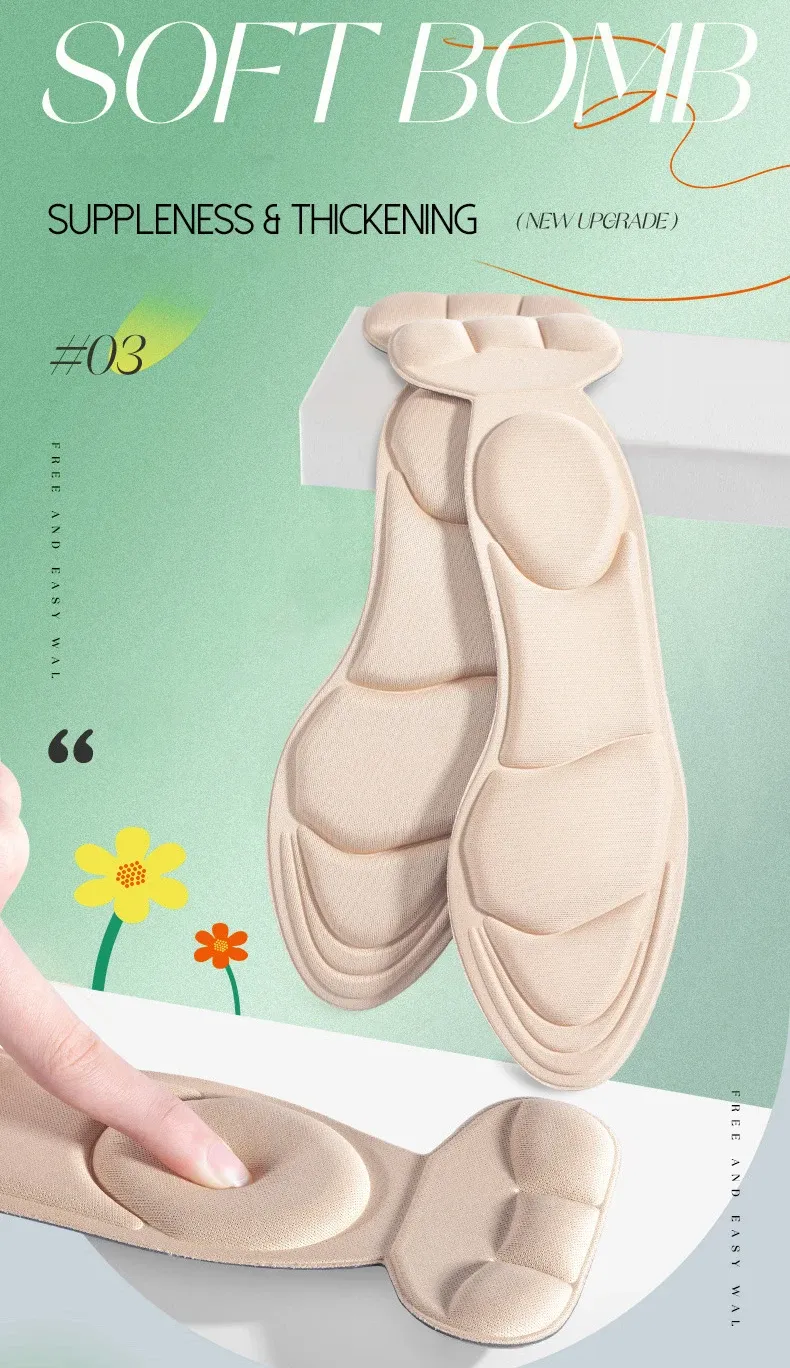 Women's Memory Foam Insoles for High Heels & Shoes - Cutable, Anti-Slip, Breathable Comfort with Heel Protection and Massage - One Pair showcase 4