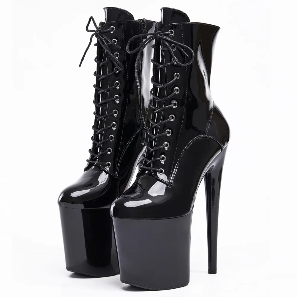 Women's 8-Inch Platform Lace-Up Ankle Boots for Pole Dancing and Stripper Heels, Available in Sizes 36-43 thumbnail 1