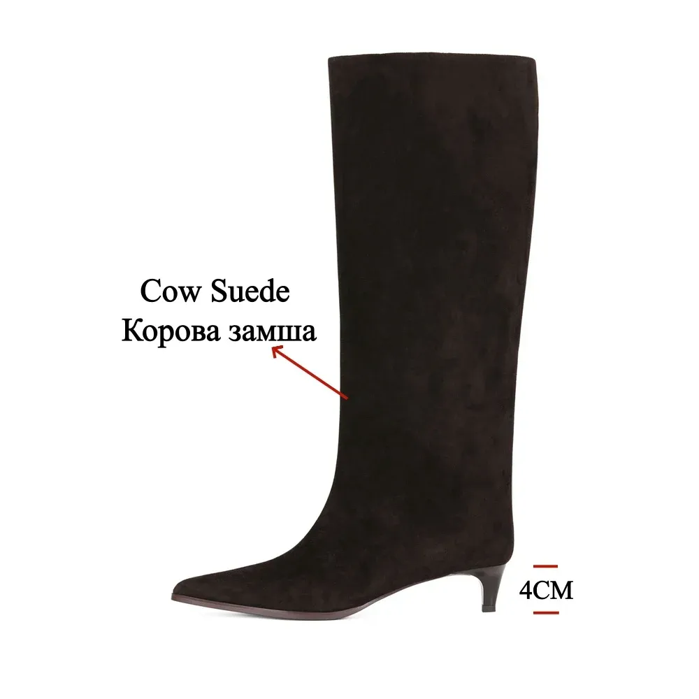 FEDONAS Women's Genuine Leather Suede Knee-High Boots with High Heels - Warm Autumn/Winter Fashion Long Knight Boots for Stylish Ladies showcase 3