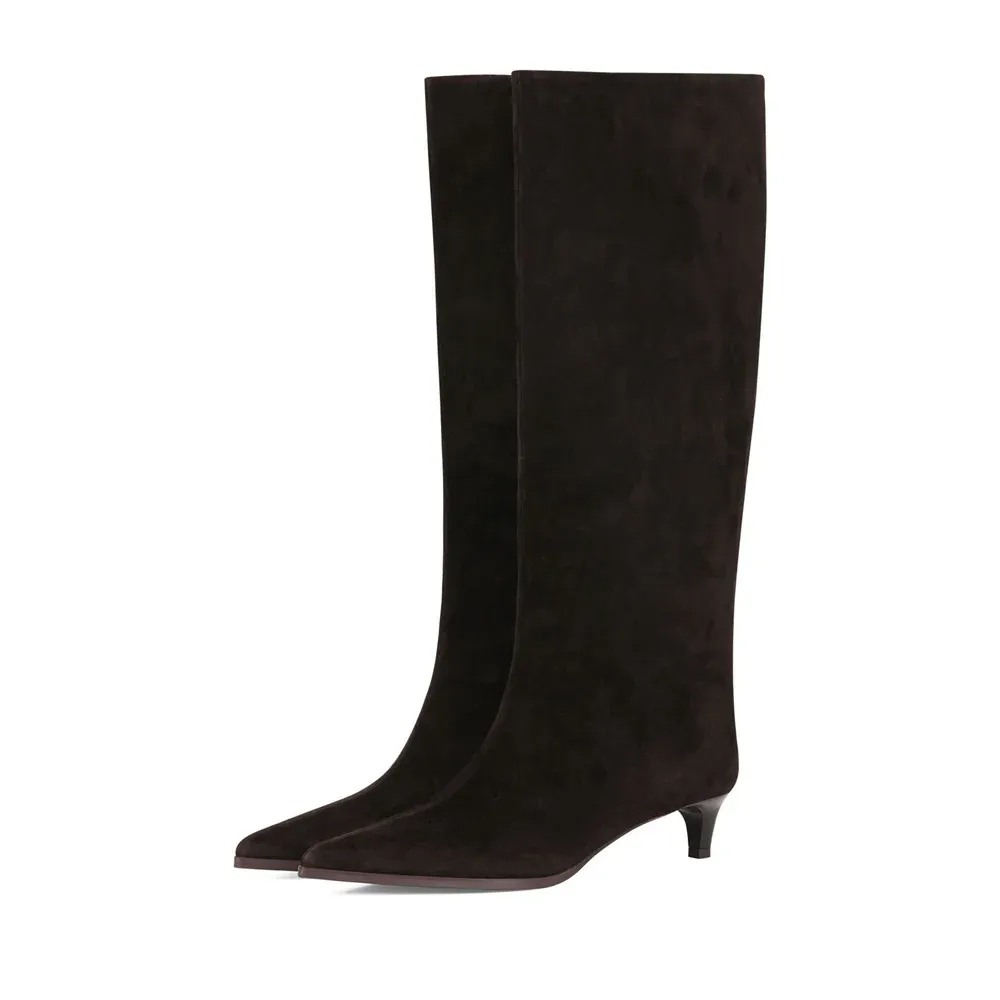 FEDONAS Women's Genuine Leather Suede Knee-High Boots with High Heels - Warm Autumn/Winter Fashion Long Knight Boots for Stylish Ladies showcase 14
