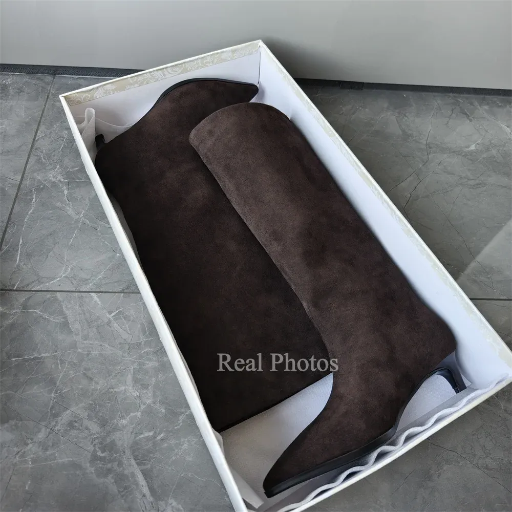 FEDONAS Women's Genuine Leather Suede Knee-High Boots with High Heels - Warm Autumn/Winter Fashion Long Knight Boots for Stylish Ladies showcase 18