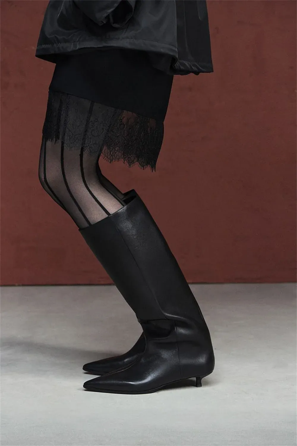 FEDONAS Women's Genuine Leather Suede Knee-High Boots with High Heels - Warm Autumn/Winter Fashion Long Knight Boots for Stylish Ladies showcase 16