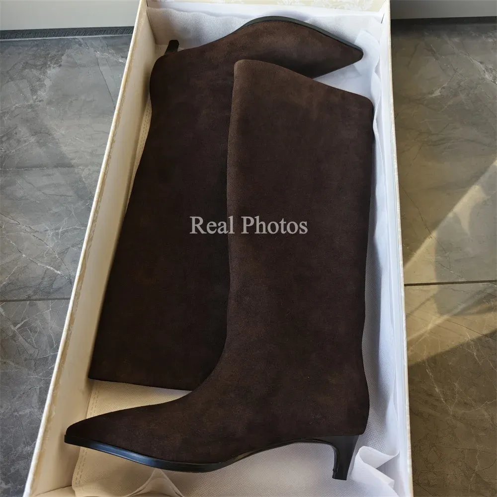 FEDONAS Women's Genuine Leather Suede Knee-High Boots with High Heels - Warm Autumn/Winter Fashion Long Knight Boots for Stylish Ladies showcase 17