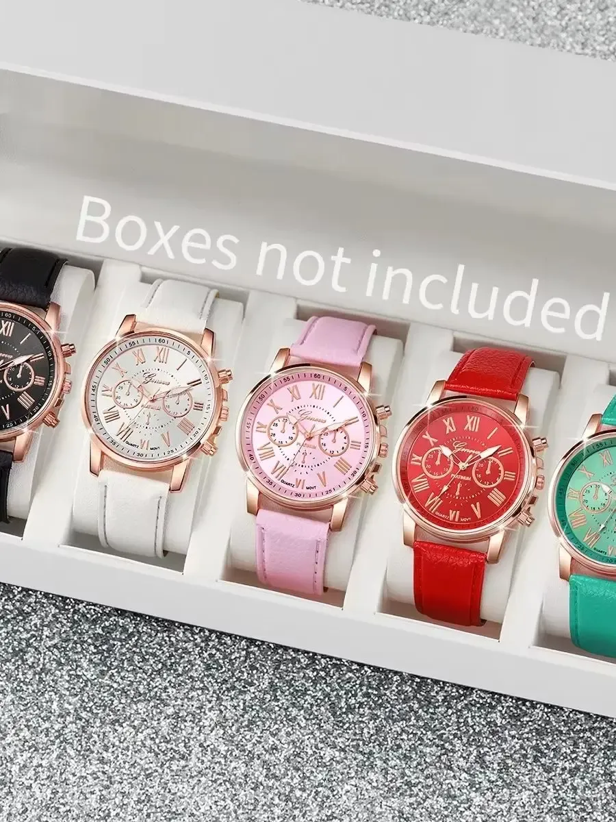 Women's Fashion Roma Dial Leather Band Quartz Watch - Elegant Casual & Formal Wear, Comfortable Buckle Clasp, Easy-Read Display showcase 1