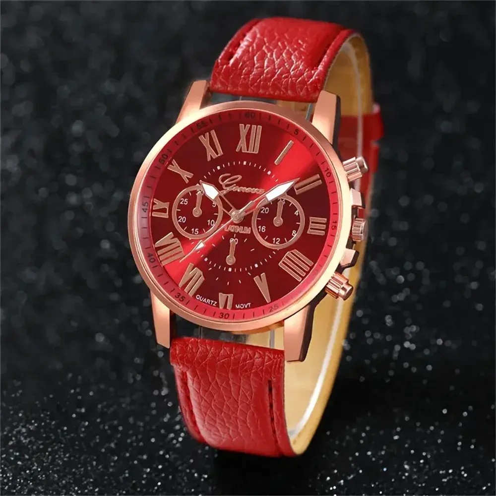 Women's Fashion Roma Dial Leather Band Quartz Watch - Elegant Casual & Formal Wear, Comfortable Buckle Clasp, Easy-Read Display showcase 6