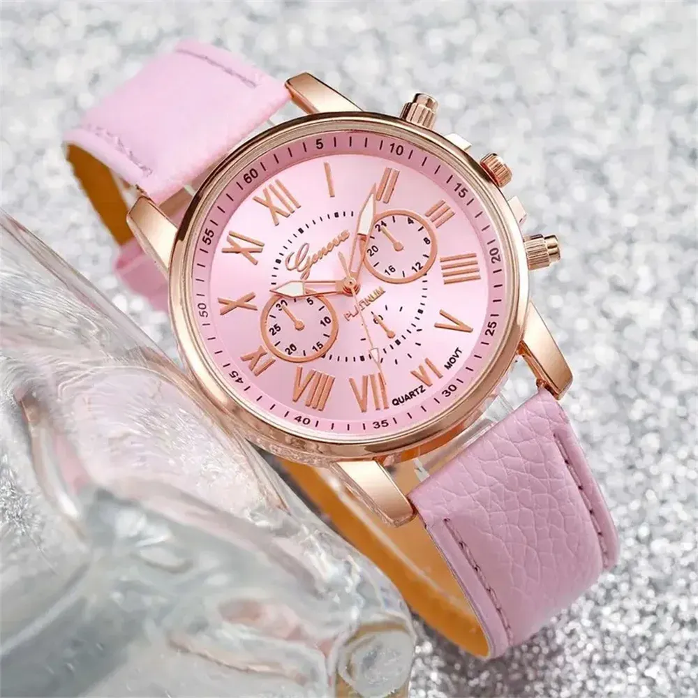 Women's Fashion Roma Dial Leather Band Quartz Watch - Elegant Casual & Formal Wear, Comfortable Buckle Clasp, Easy-Read Display showcase 2