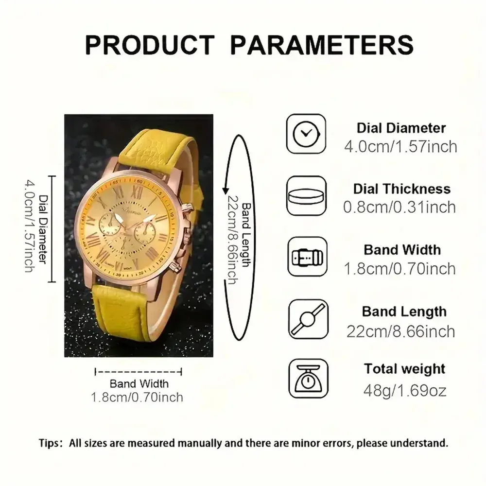 Women's Fashion Roma Dial Leather Band Quartz Watch - Elegant Casual & Formal Wear, Comfortable Buckle Clasp, Easy-Read Display showcase 7