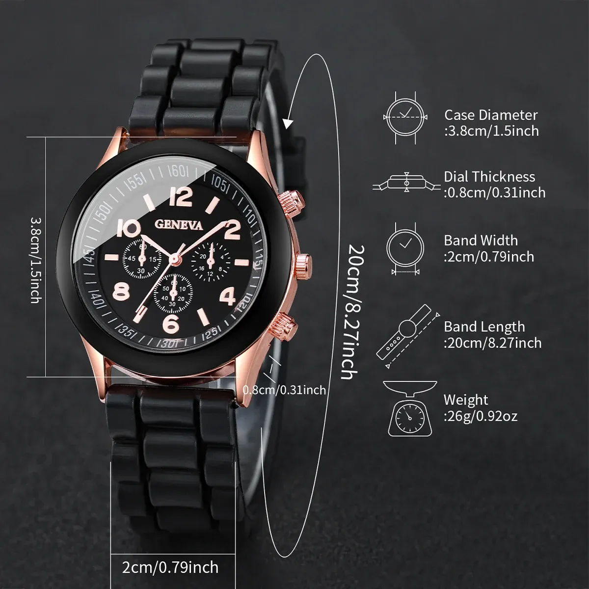Women's Fashion Silicone Band Quartz Watch Jewelry Set - 5PCS Includes Watch, Bracelet, Necklace, 2 Earrings - CE Certified, Durable Alloy & Silicone, Water Resistant for Daily Wear showcase 22