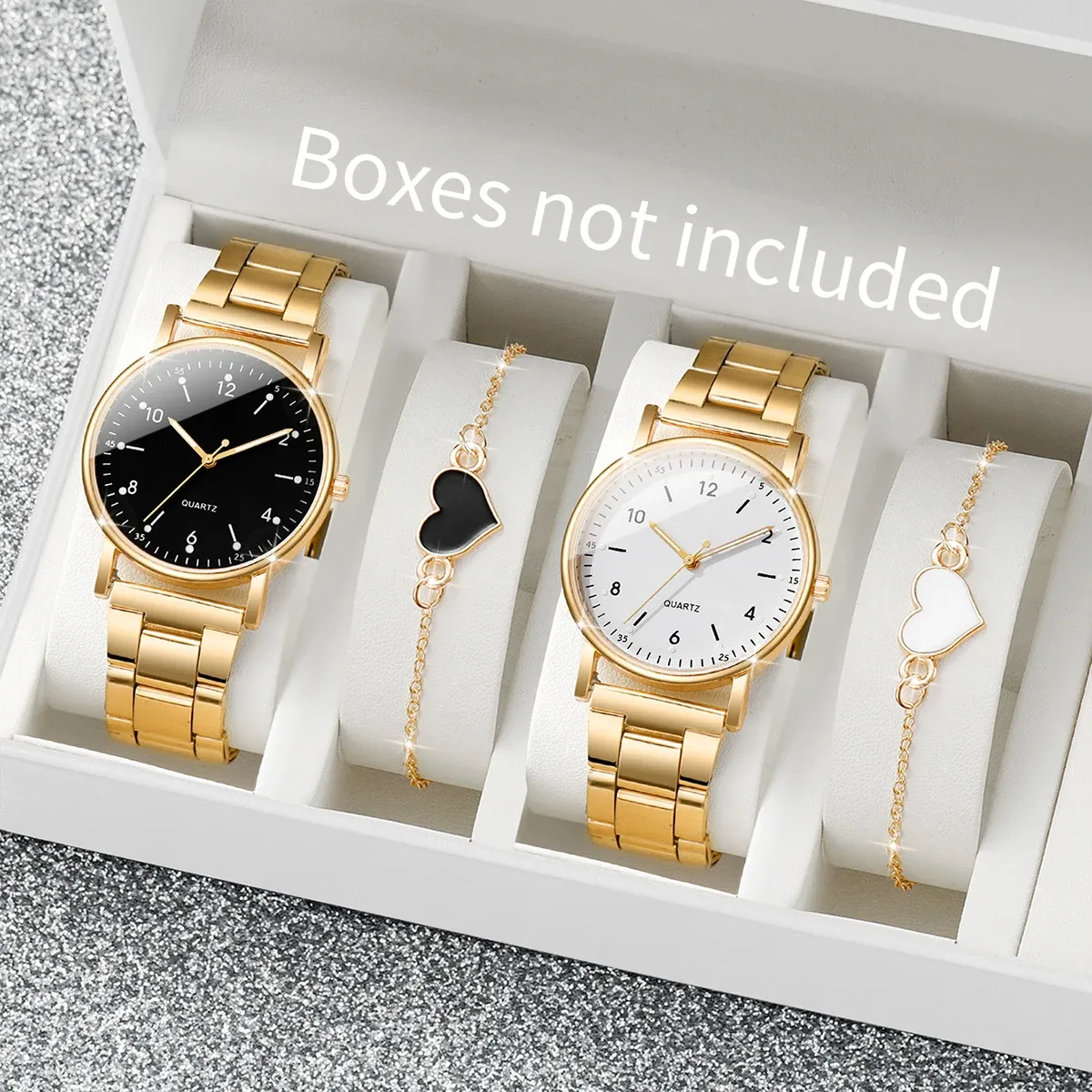 Elegant Arabic Dial Women's Watch Set with Matching Bracelets - Fashionable Quartz Wristwatch for Ladies, Durable Alloy Case, CE Certified showcase 1