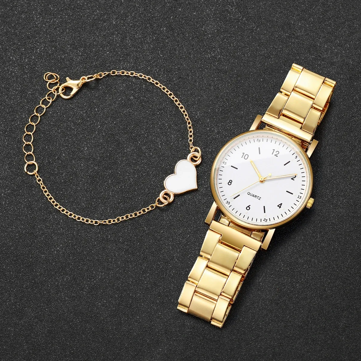 Elegant Arabic Dial Women's Watch Set with Matching Bracelets - Fashionable Quartz Wristwatch for Ladies, Durable Alloy Case, CE Certified thumbnail 4