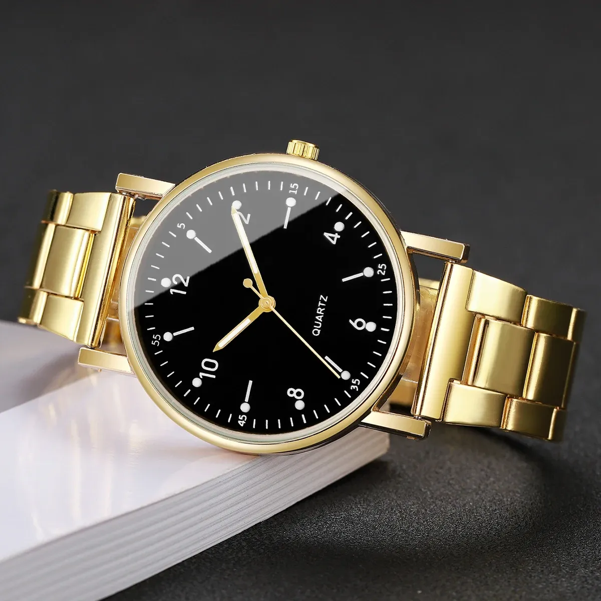 Elegant Arabic Dial Women's Watch Set with Matching Bracelets - Fashionable Quartz Wristwatch for Ladies, Durable Alloy Case, CE Certified showcase 11