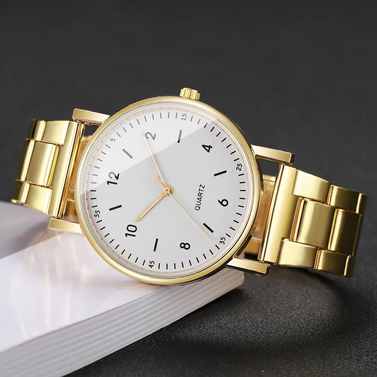 Elegant Arabic Dial Women's Watch Set with Matching Bracelets - Fashionable Quartz Wristwatch for Ladies, Durable Alloy Case, CE Certified showcase 10